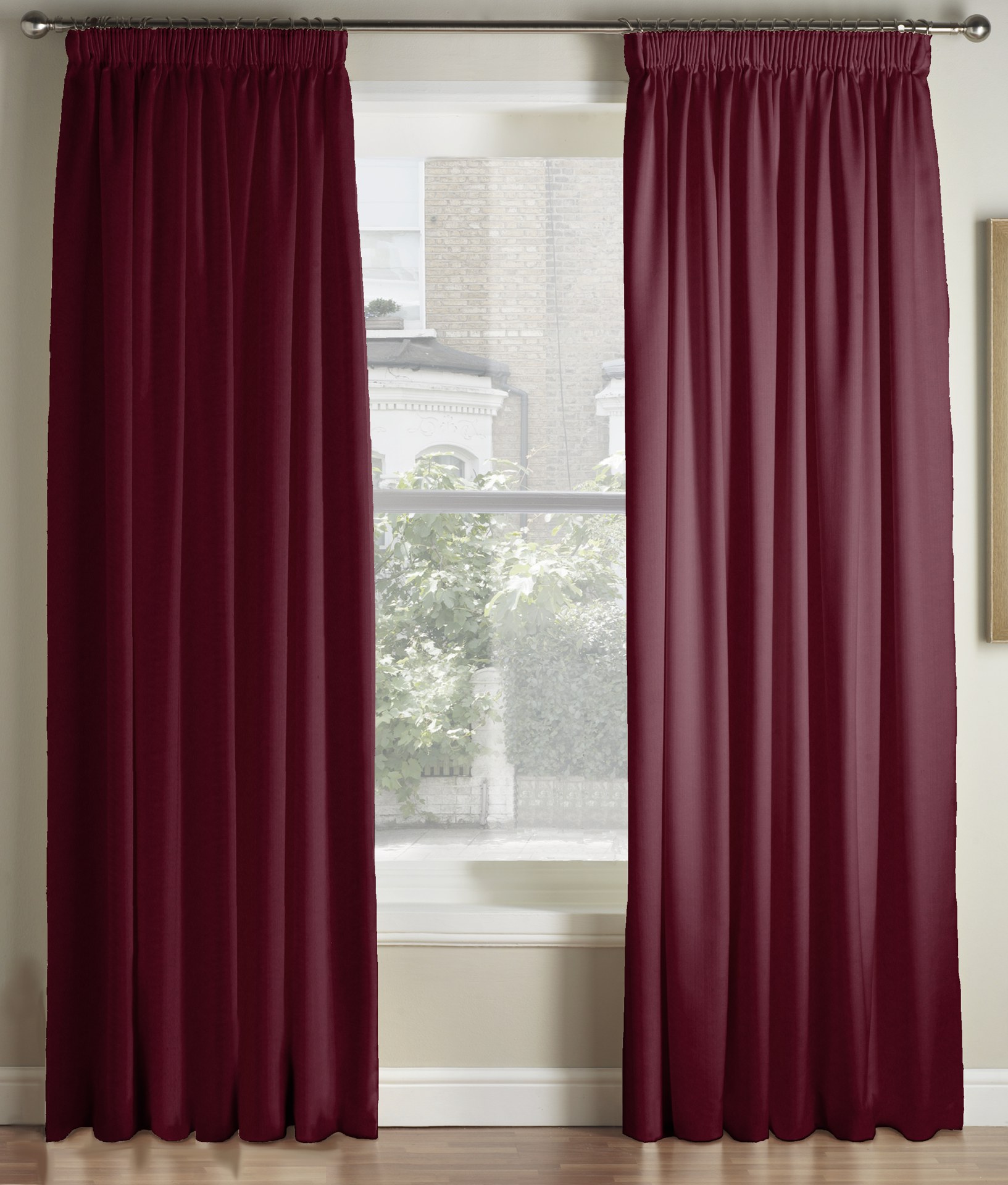 Luxury Velvet Wine Pencil Pleat Curtains 1 Luxury Velvet Wine Pencil Pleat Curtains