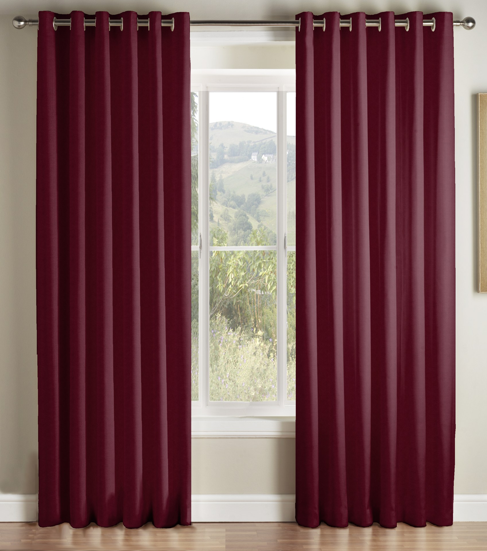 Luxury Velvet Wine Eyelet Curtains 1 Luxury Velvet Wine Eyelet Curtains